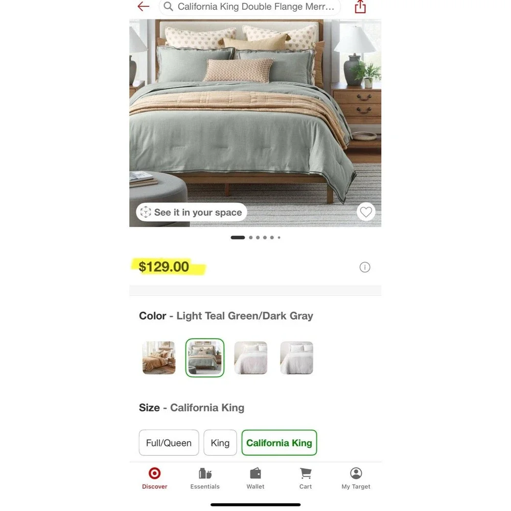 California King Double Flange Merrow Stitch Duvet Cover & Sham Set Light NEW